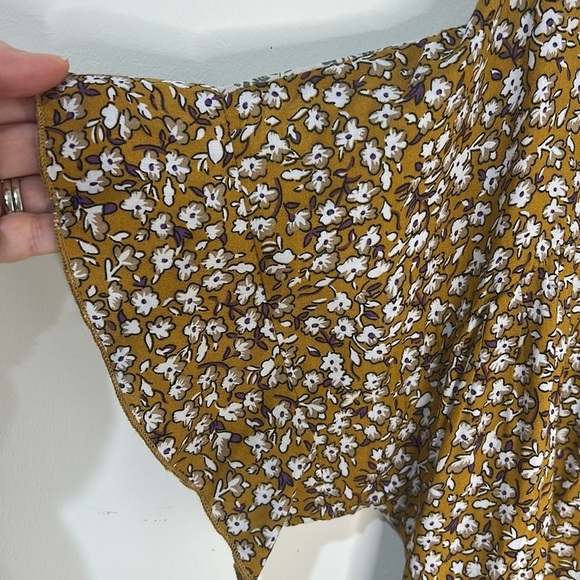 POL Brown Floral Mixed Print High Low Boho Mini Dress Size Large - Picture 4 of 16